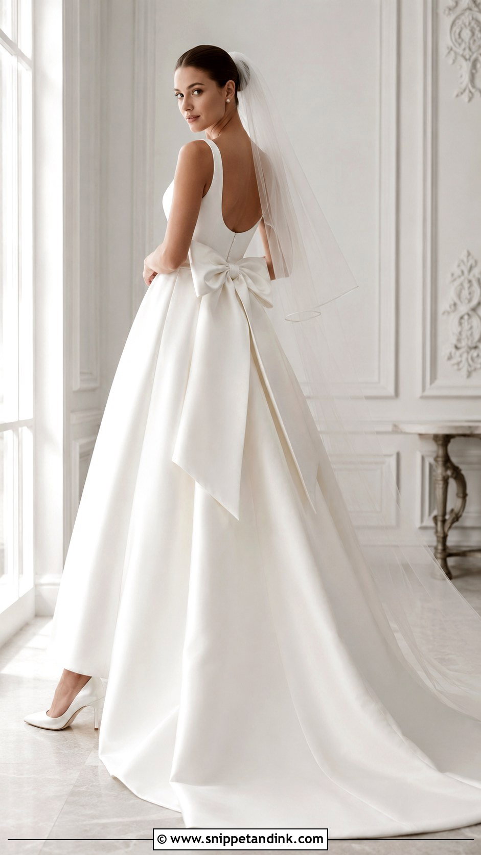 Bow Back Mikado Wedding Dress - Snippet and Ink - 20 Modern Romantic Wedding Dress Ideas