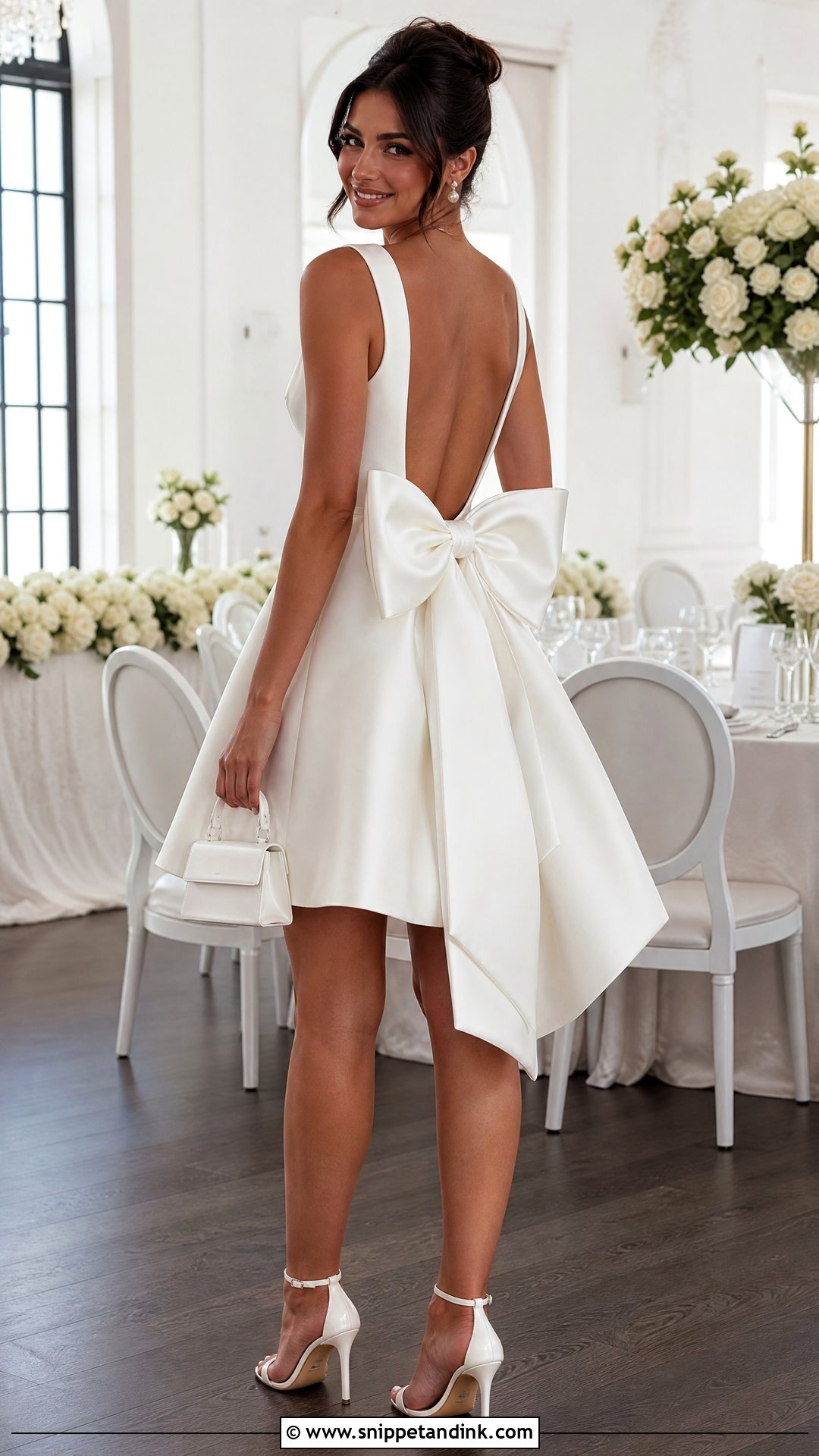 Bow Back Mini Wedding Dress - Snippet and Ink - 20 Short Second Wedding Dress Ideas