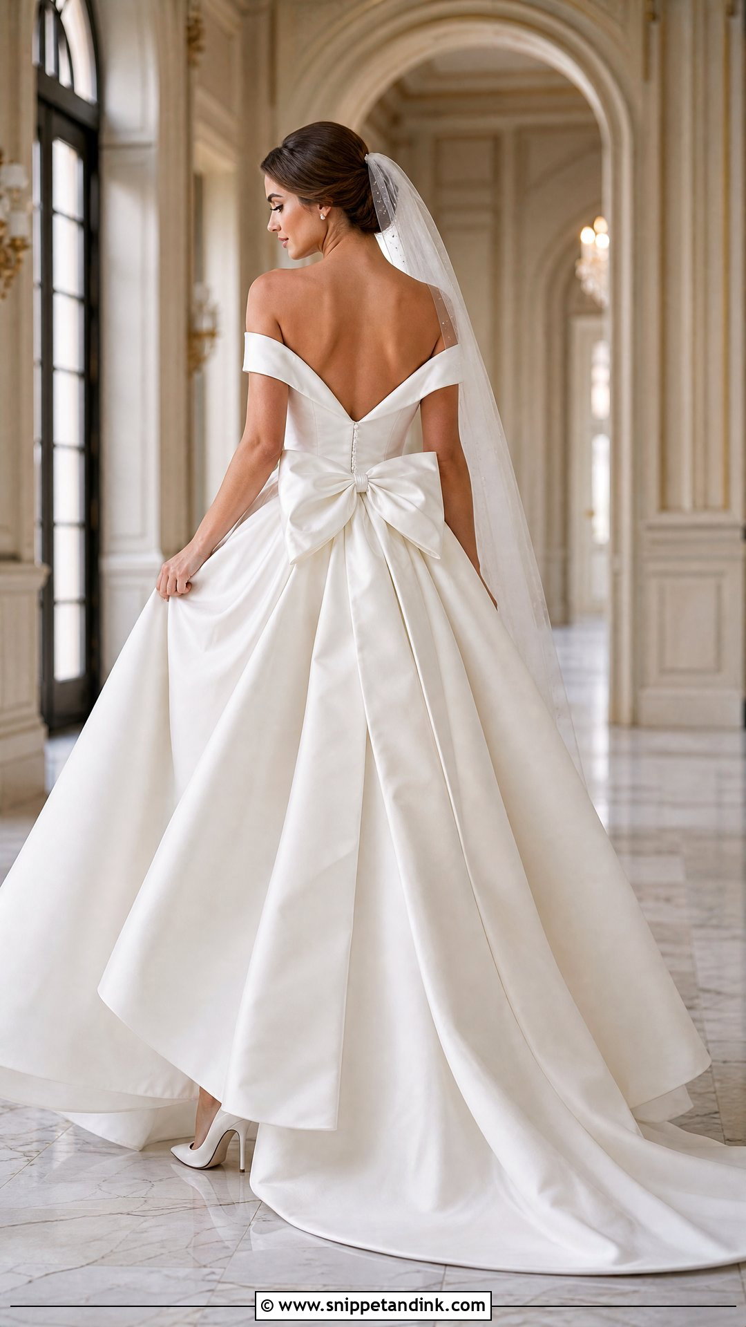 Bow Back Off the Shoulder Ball Gown Wedding Dress - Snippet and Ink - 20 Off the Shoulder Ball Gown Wedding Dress Ideas