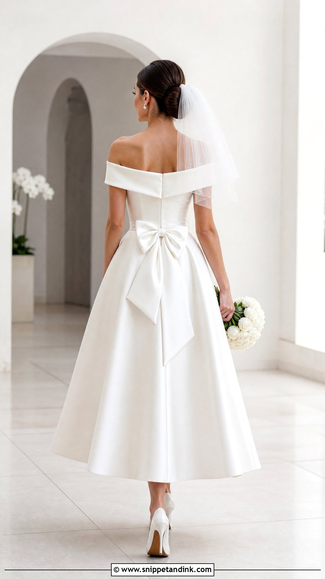 Bow Back Off the Shoulder Wedding Dress - Snippet and Ink - 20 Simple Off the Shoulder Wedding Dress Ideas
