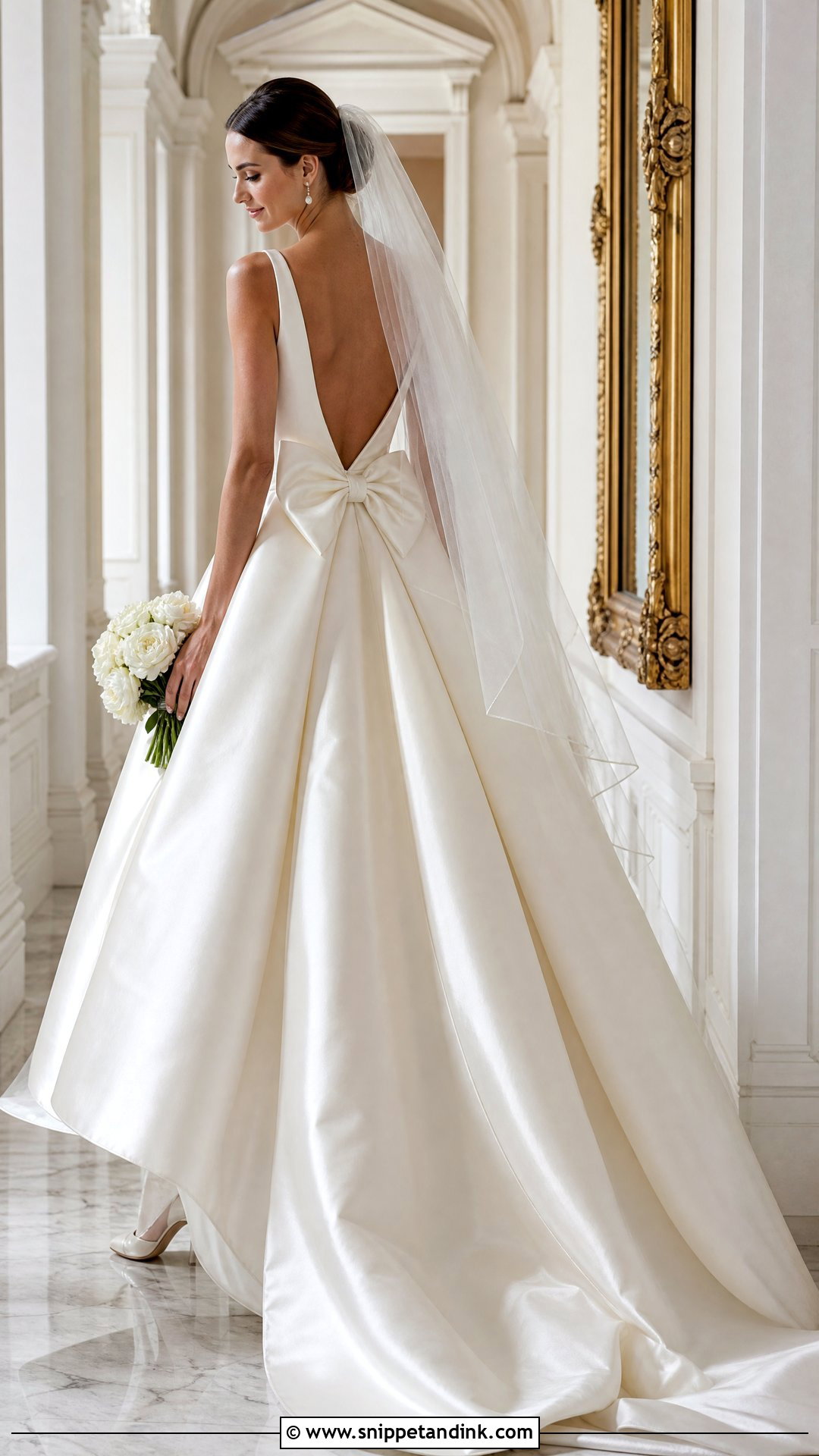Bow Back Princess Satin Wedding Dress - Snippet and Ink - 20 Princess Satin Wedding Dresses