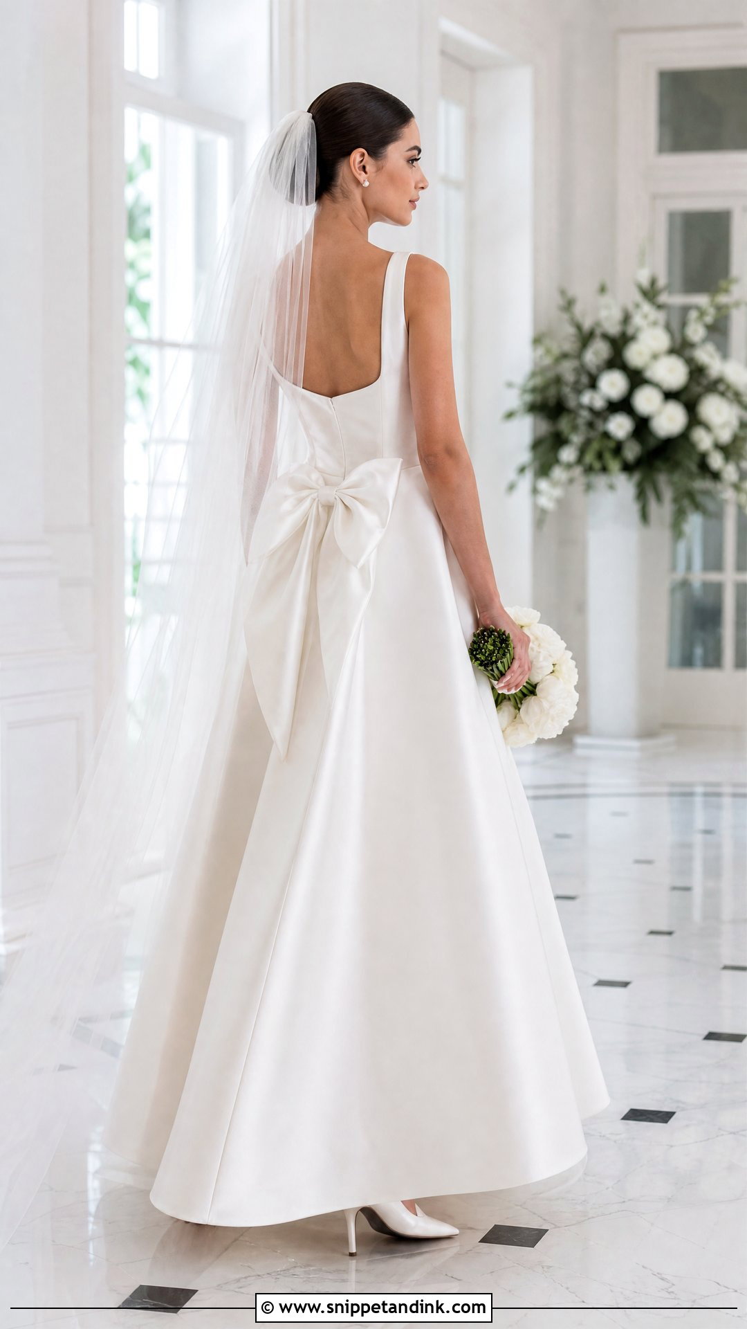 Bow Back Satin Bridal Dress - Snippet and Ink - 20 Satin Bridal Dress Ideas