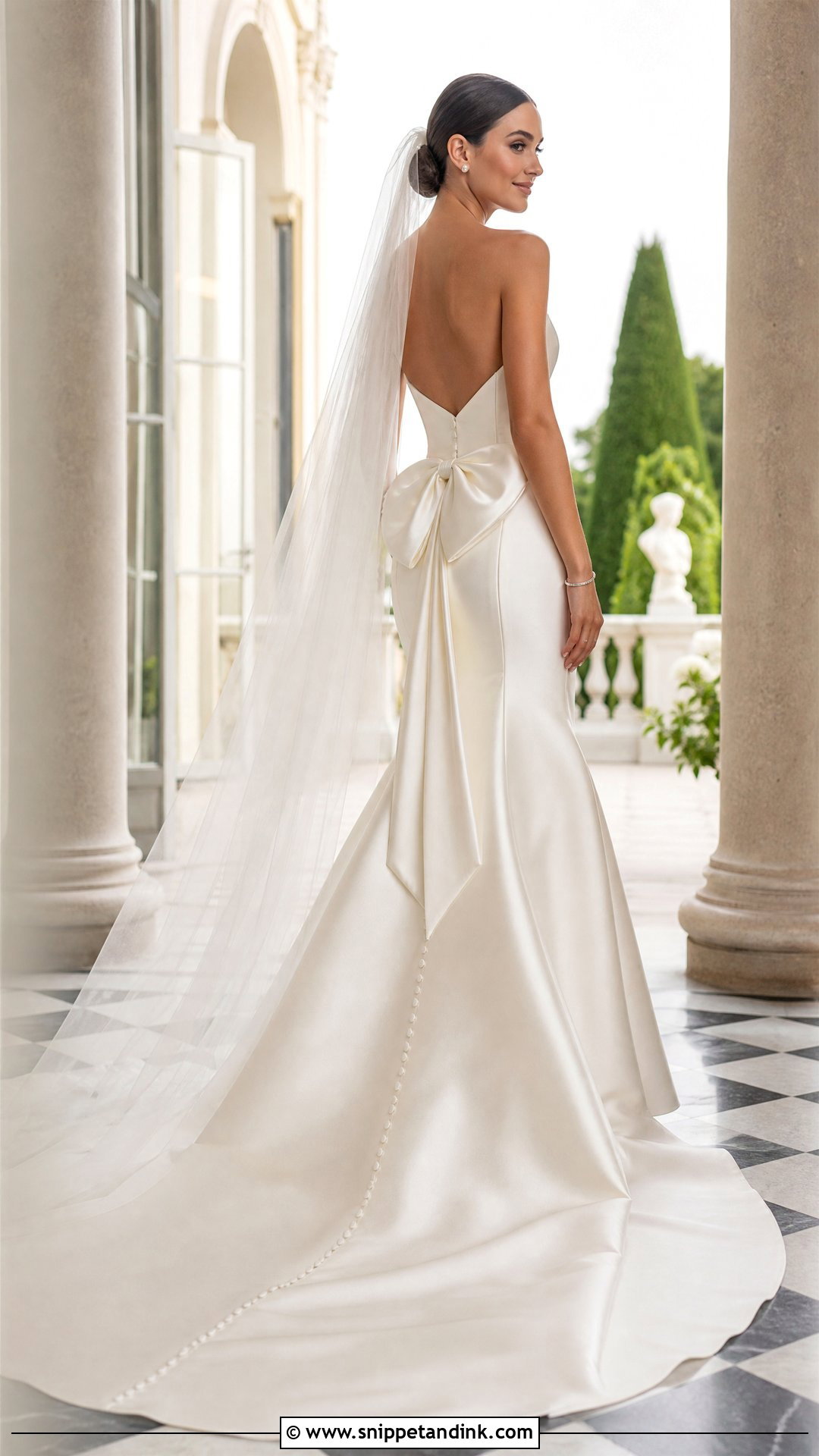 Bow Back Satin Mermaid Bridal Gown - Snippet and Ink - 20 Satin Bridal Gown Mermaid Ideas