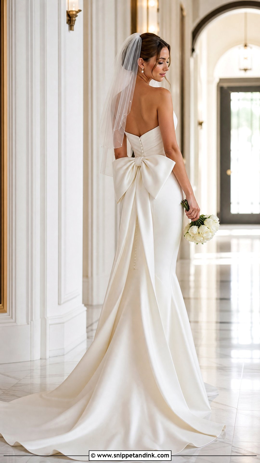 Bow Back Satin Mermaid Wedding Gown - Snippet and Ink - 20 Satin Wedding Gown Mermaid Ideas