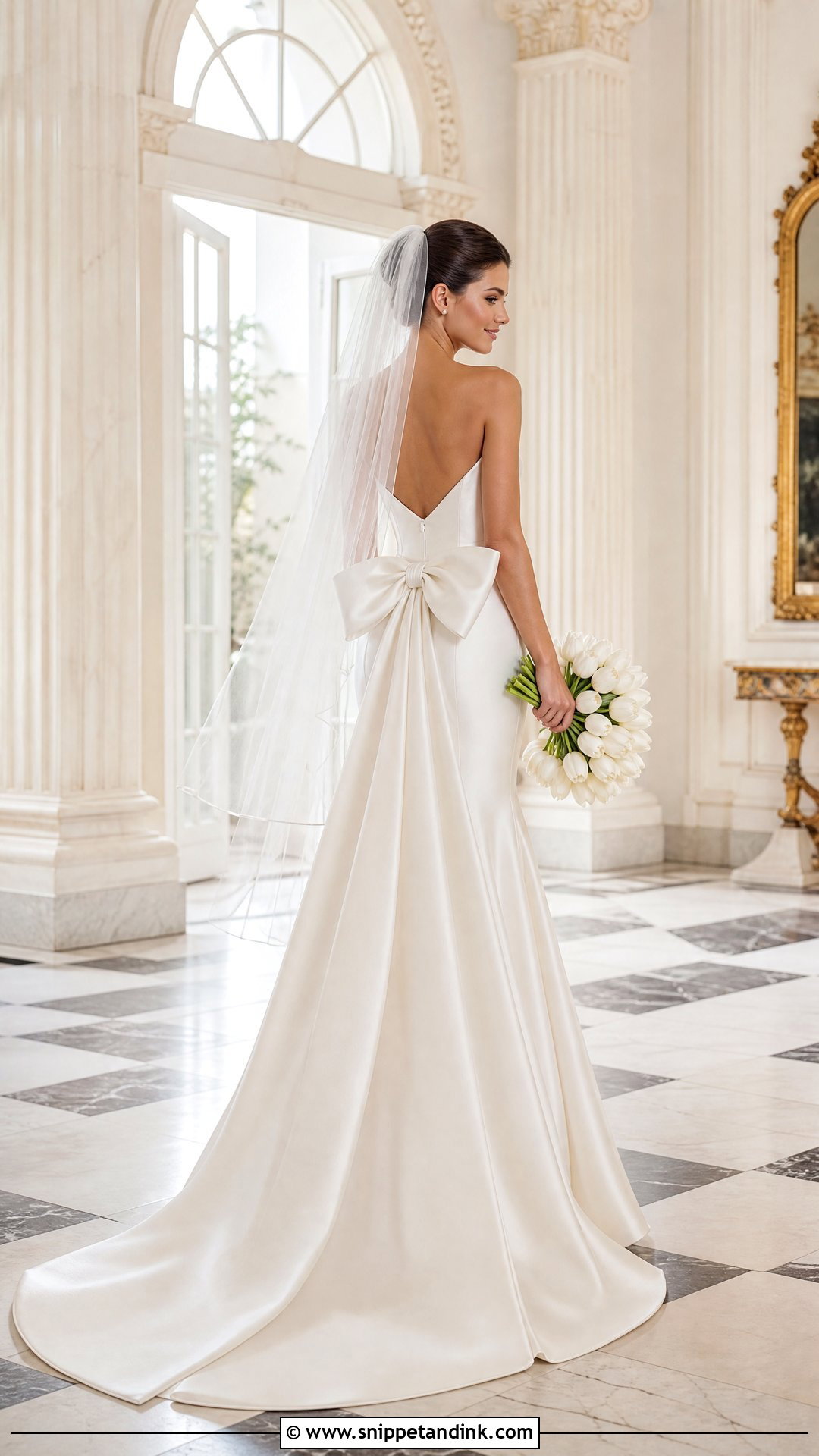 Bow Back Satin Trumpet Wedding Dress - Snippet and Ink - 20 Satin Trumpet Wedding Dress Ideas