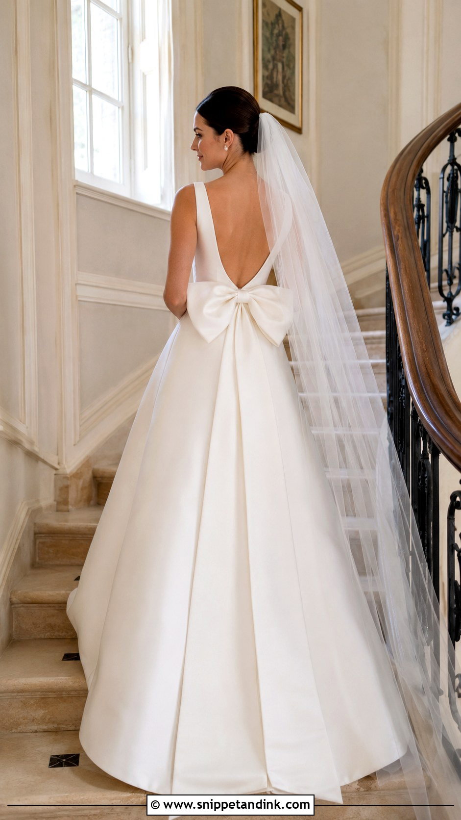 Bow Back Satin Wedding Dress - Snippet and Ink - 20 Elegant Romantic Wedding Dresses