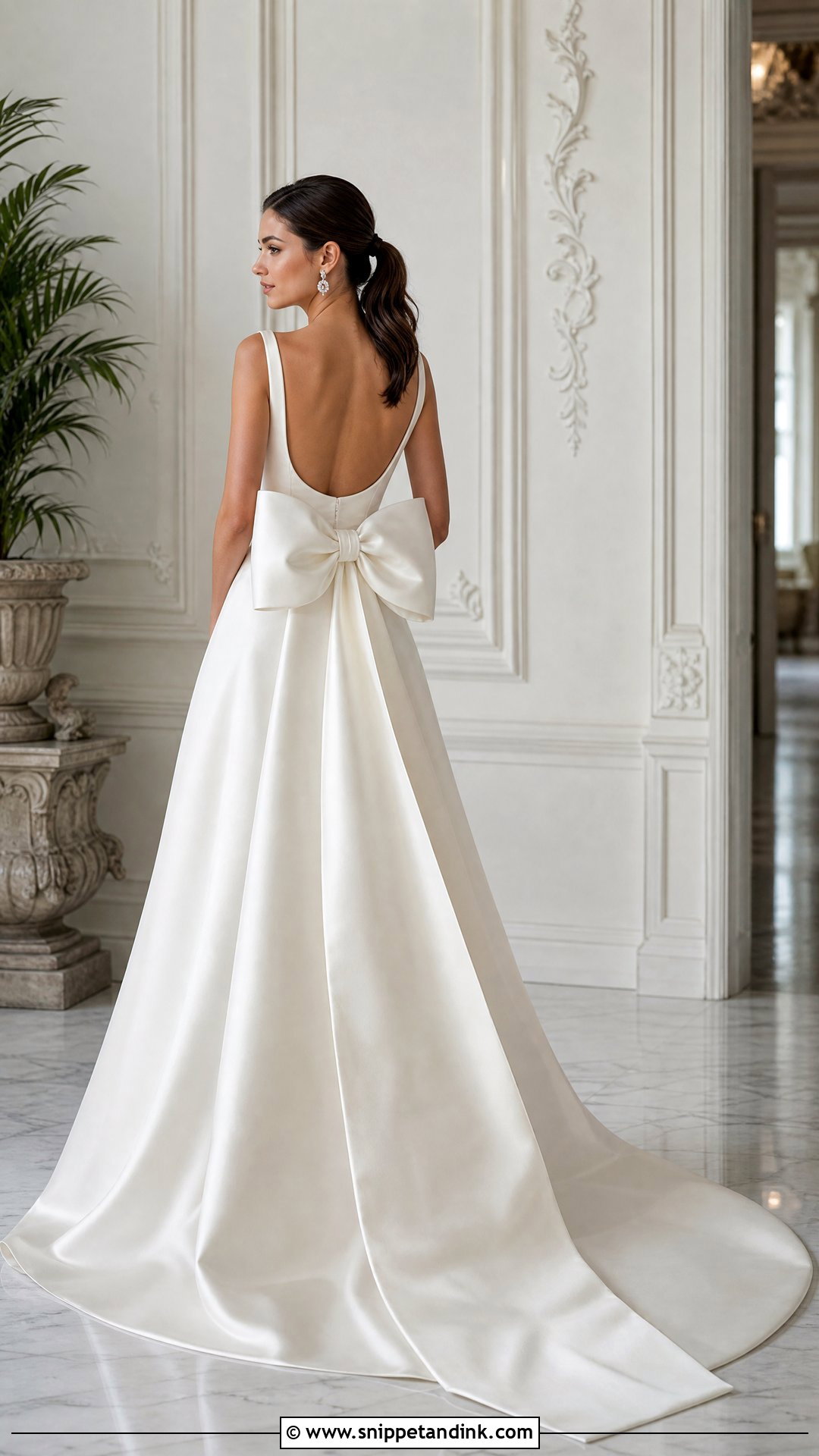 Bow Back Satin Wedding Dress - Snippet and Ink - 20 Satin Backless Wedding Dress Ideas