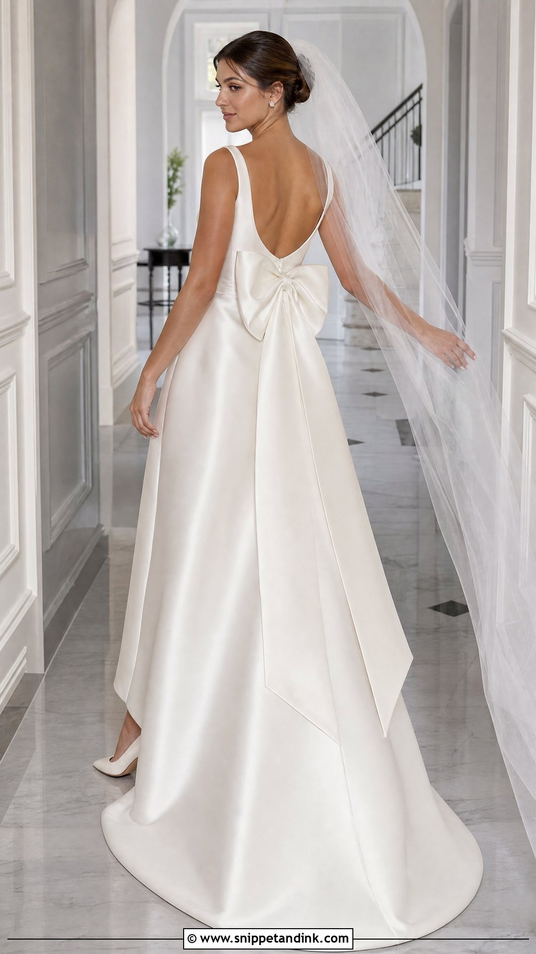 Bow Back Satin Wedding Dress - Snippet and Ink - 20 Wedding Dress Without Sleeves