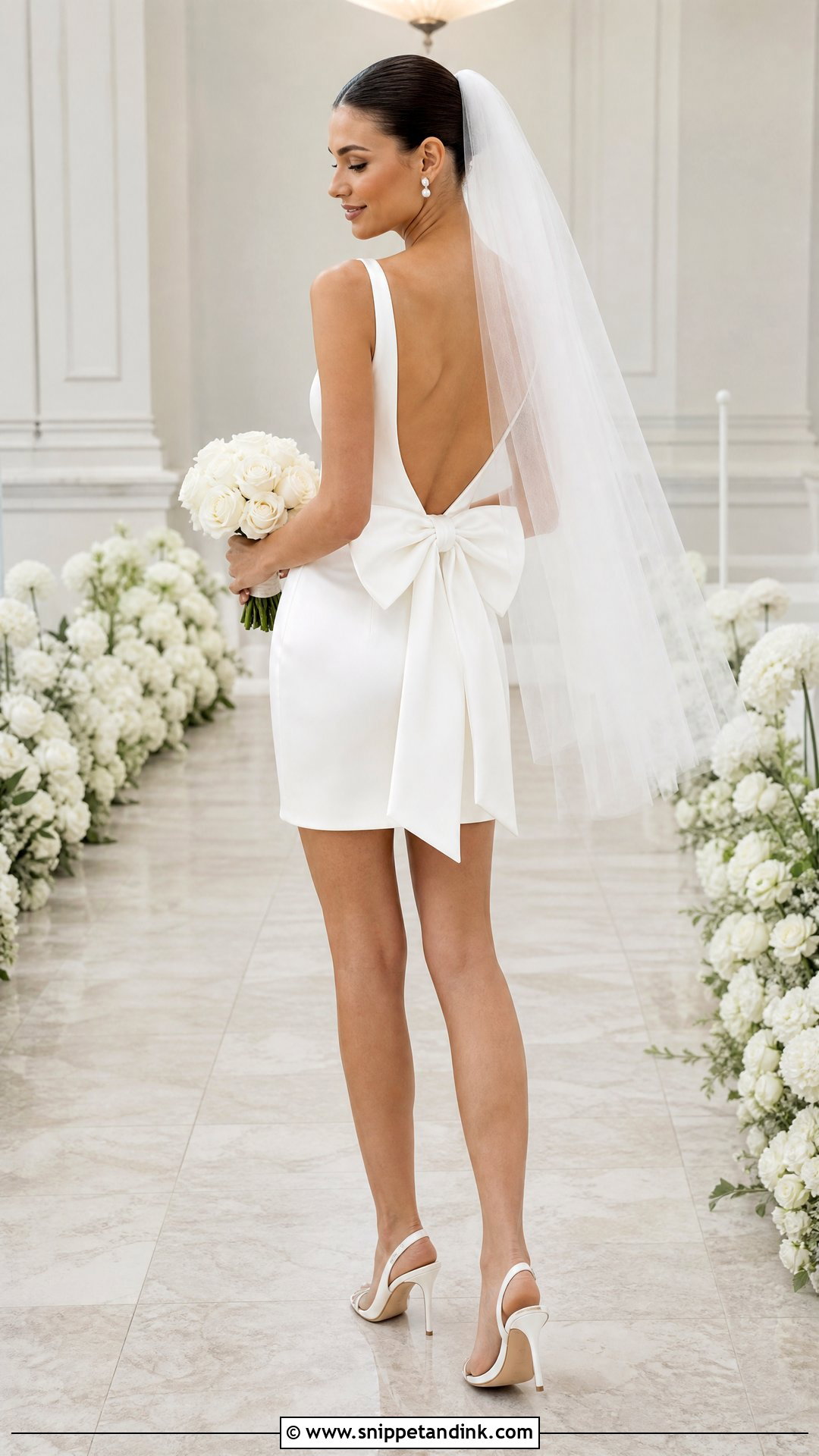 Bow Back Short Satin Wedding Dress - Snippet and Ink - 20 Short Satin Wedding Dress Ideas