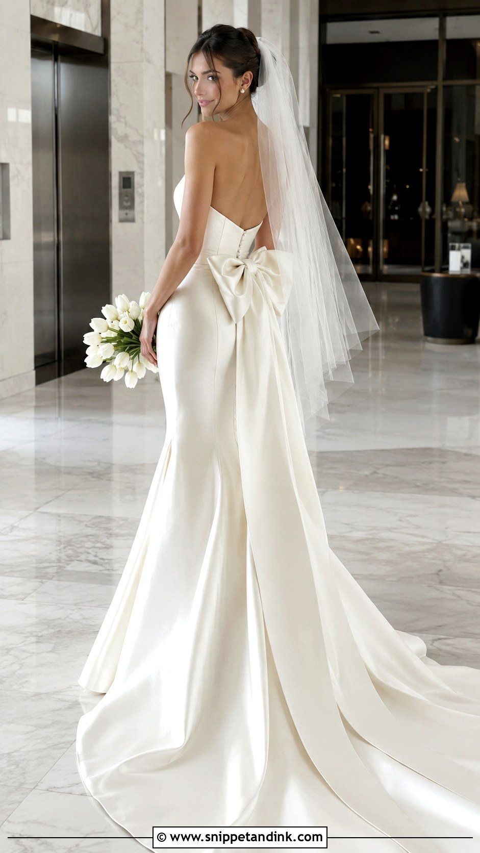 Bow Back Silk Mermaid Wedding Dress - Snippet and Ink - 20 Silk Mermaid Wedding Dress Ideas