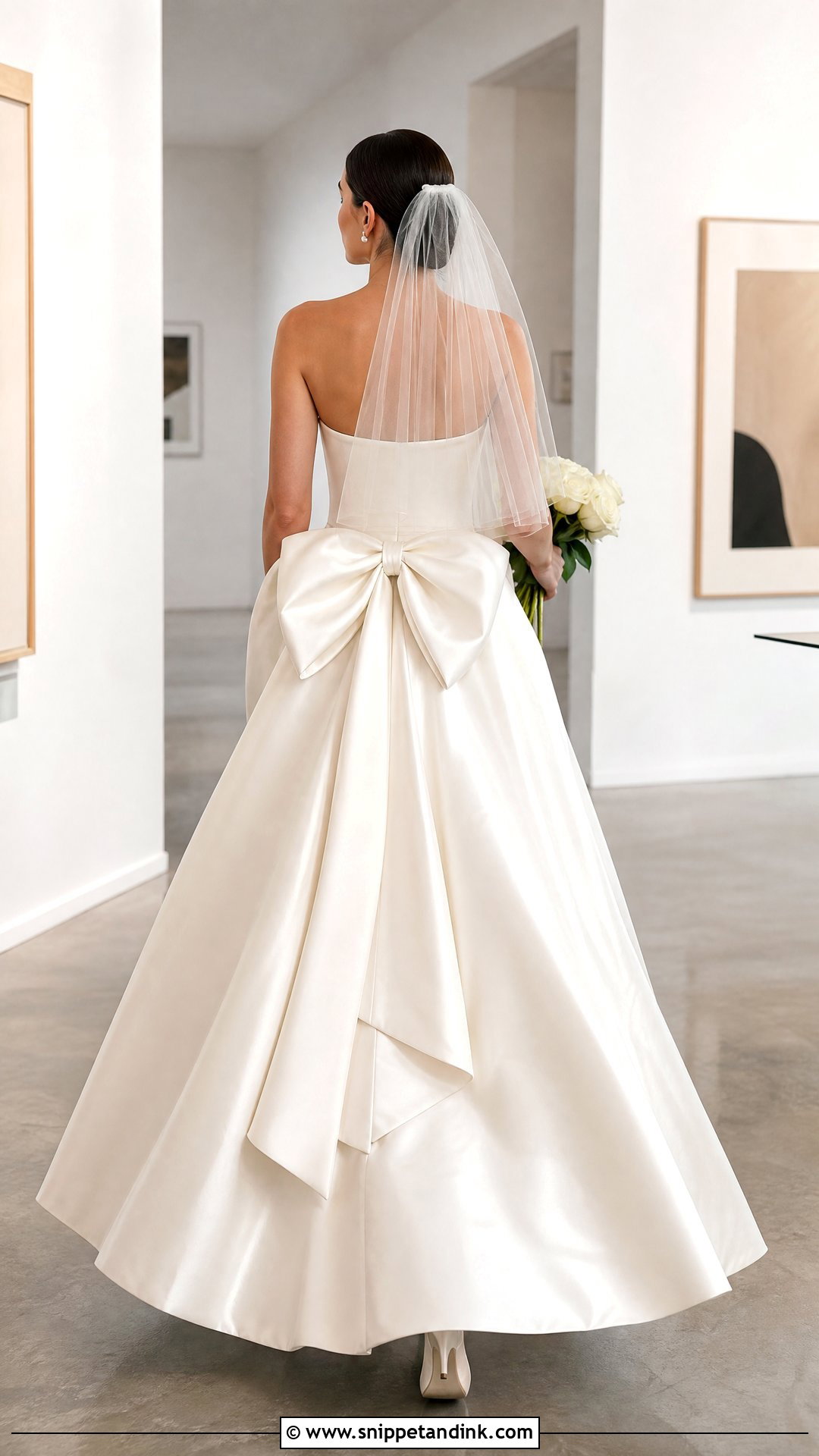 Bow Back Silk Satin Wedding Dress - Snippet and Ink - 20 Silk Satin Wedding Dress Ideas