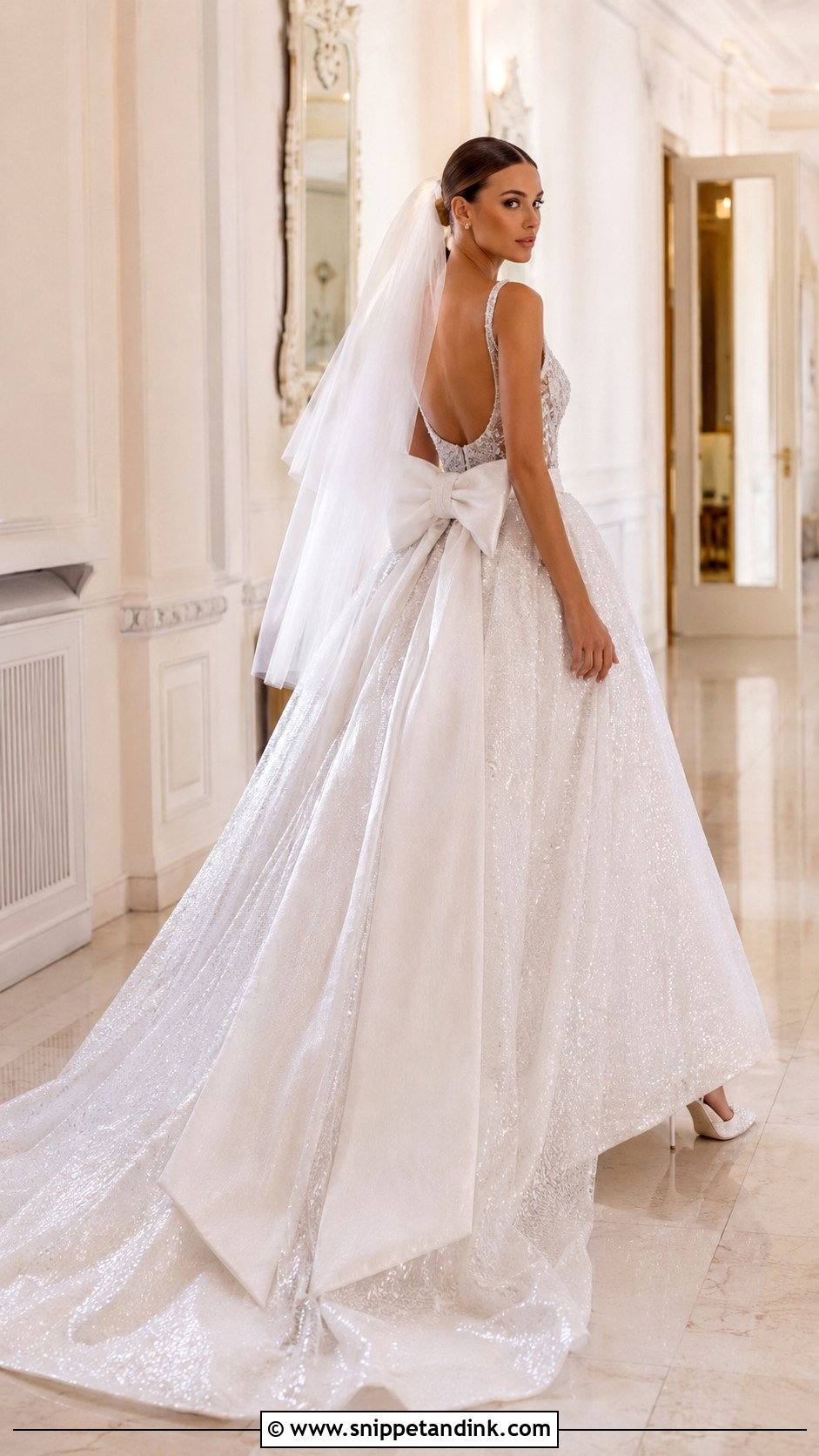 Bow Back Sparkly Ballgown Wedding Dress - Snippet and Ink - 20 Ballgown Wedding Dress Sparkly Ideas