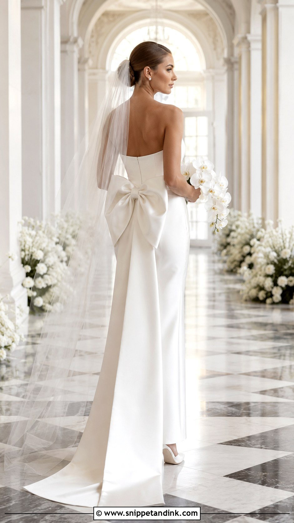 Bow Back Straight Neckline Wedding Dress - Snippet and Ink - 20 Straight Neckline Wedding Dress Ideas