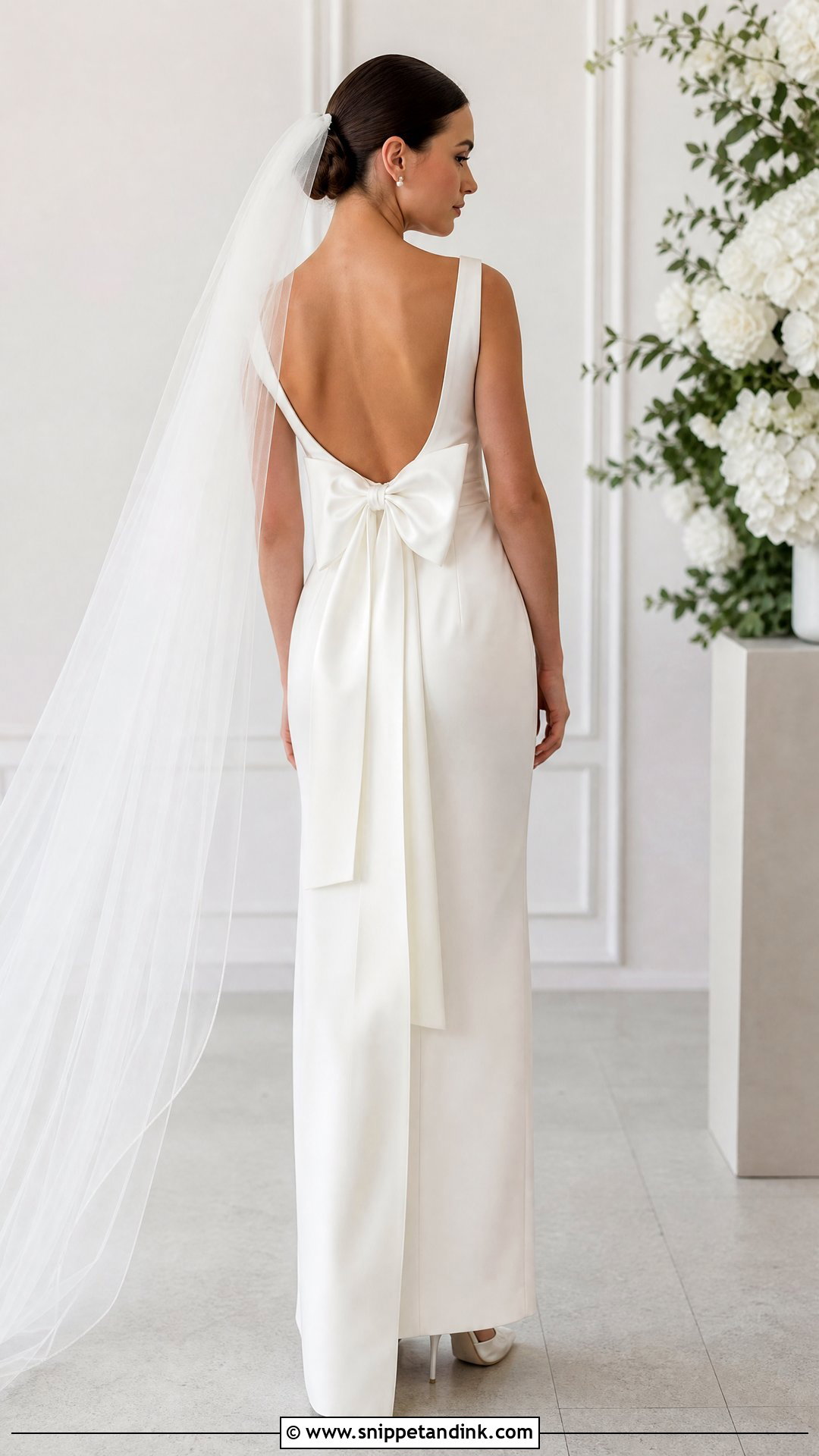 Bow Back Straight Wedding Gown - Snippet and Ink - 20 Straight Wedding Gown Ideas