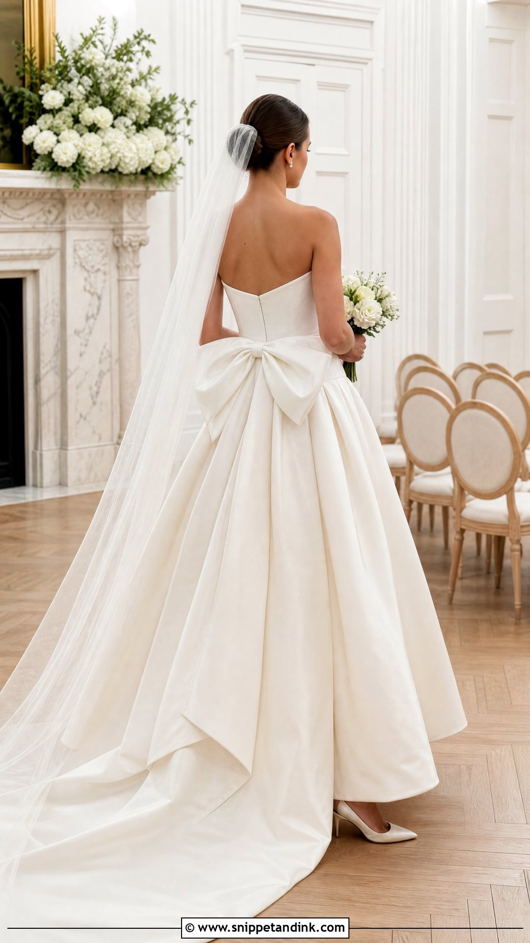 Bow Back Strapless Drop Waist Wedding Dress - Snippet and Ink - 20 Strapless Drop Waist Wedding Dress Ideas