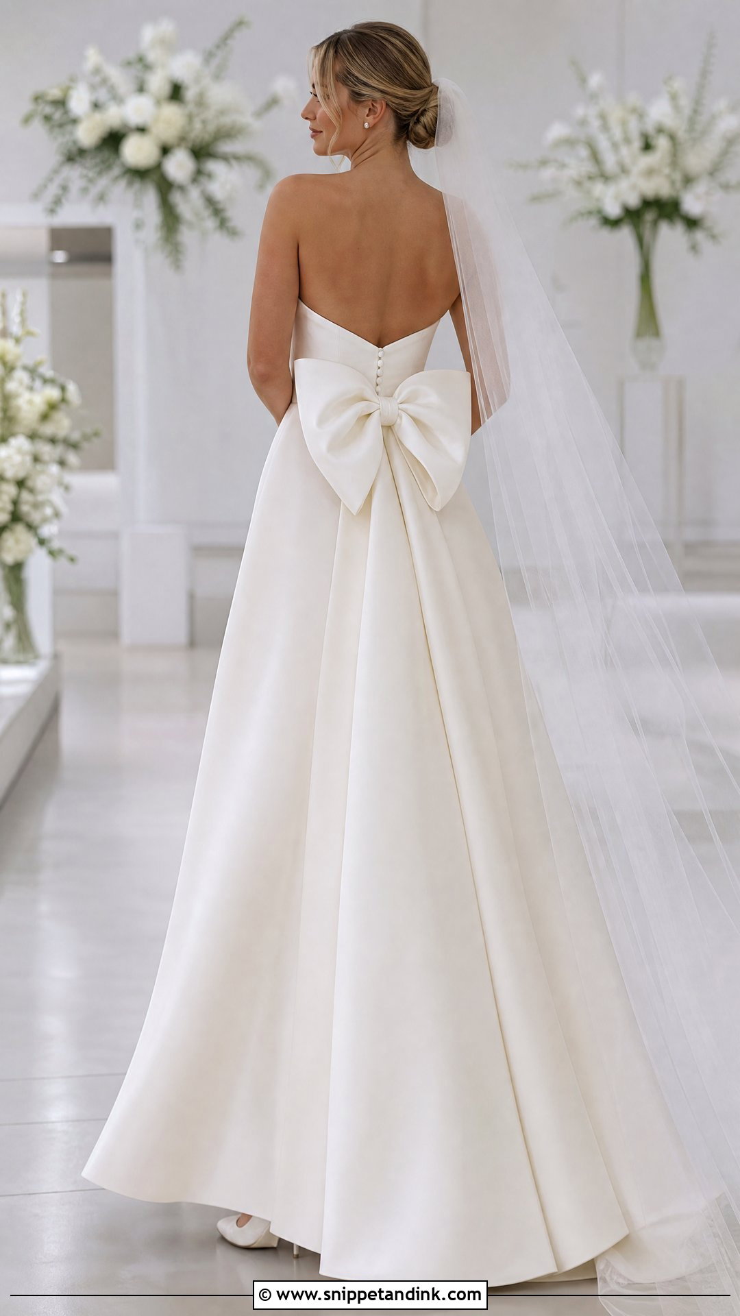 Bow Back Strapless Sweetheart Wedding Dress - Snippet and Ink - 20 Strapless Sweetheart Wedding Dress Ideas