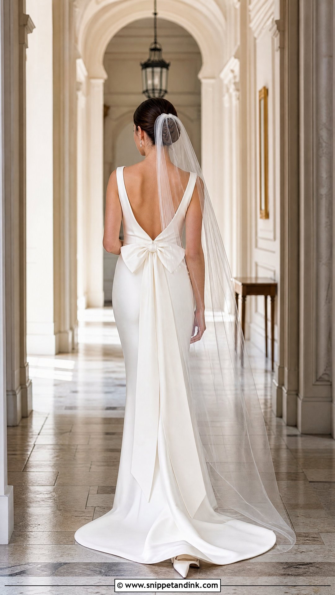Bow Back Sweep Train Wedding Dress - Snippet and Ink - 20 Sweep Train Wedding Dress Ideas