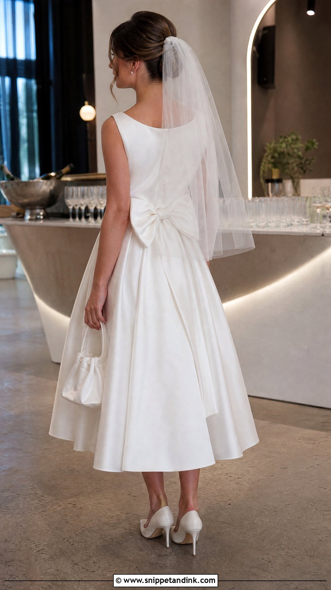 Bow Back Tea Length Bridal Dress - Snippet and Ink - 20 Tea Length Bridal Dresses