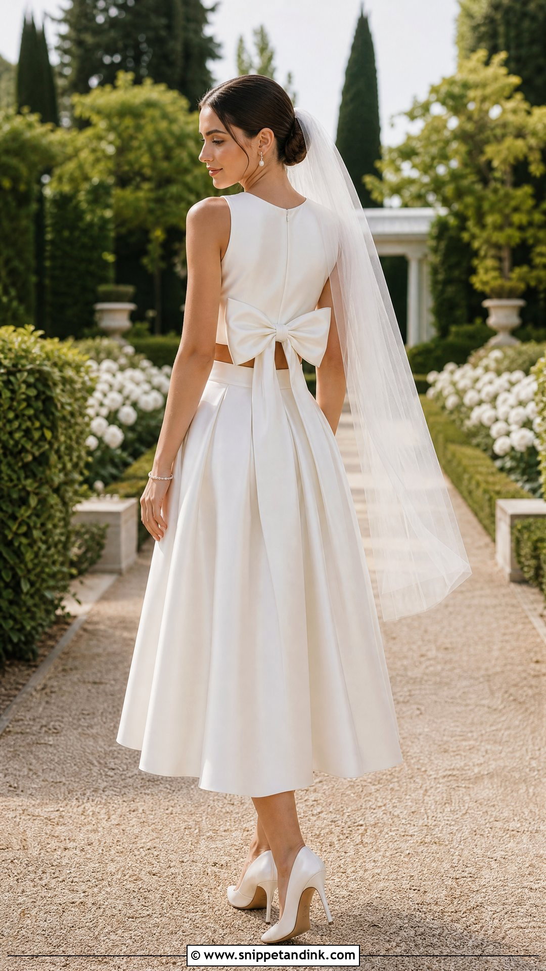 Bow Back Top And Pleated Skirt Wedding Dress - Snippet and Ink - 20 Two Pieces Wedding Dress Ideas