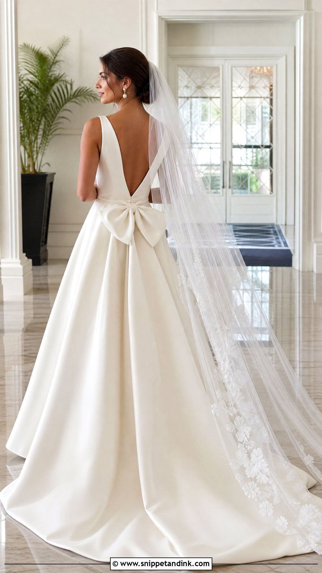 Bow Back V Drop Waist Wedding Dress - Snippet and Ink - 20 V Drop Waist Wedding Dress Ideas