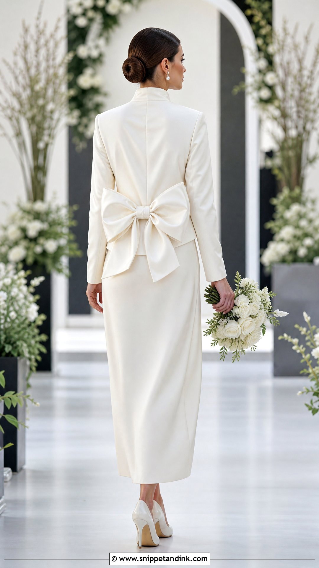 Bow Back Wedding Bolero Jacket With Plain Dress - Snippet and Ink - 20 Wedding Bolero Jacket Ideas
