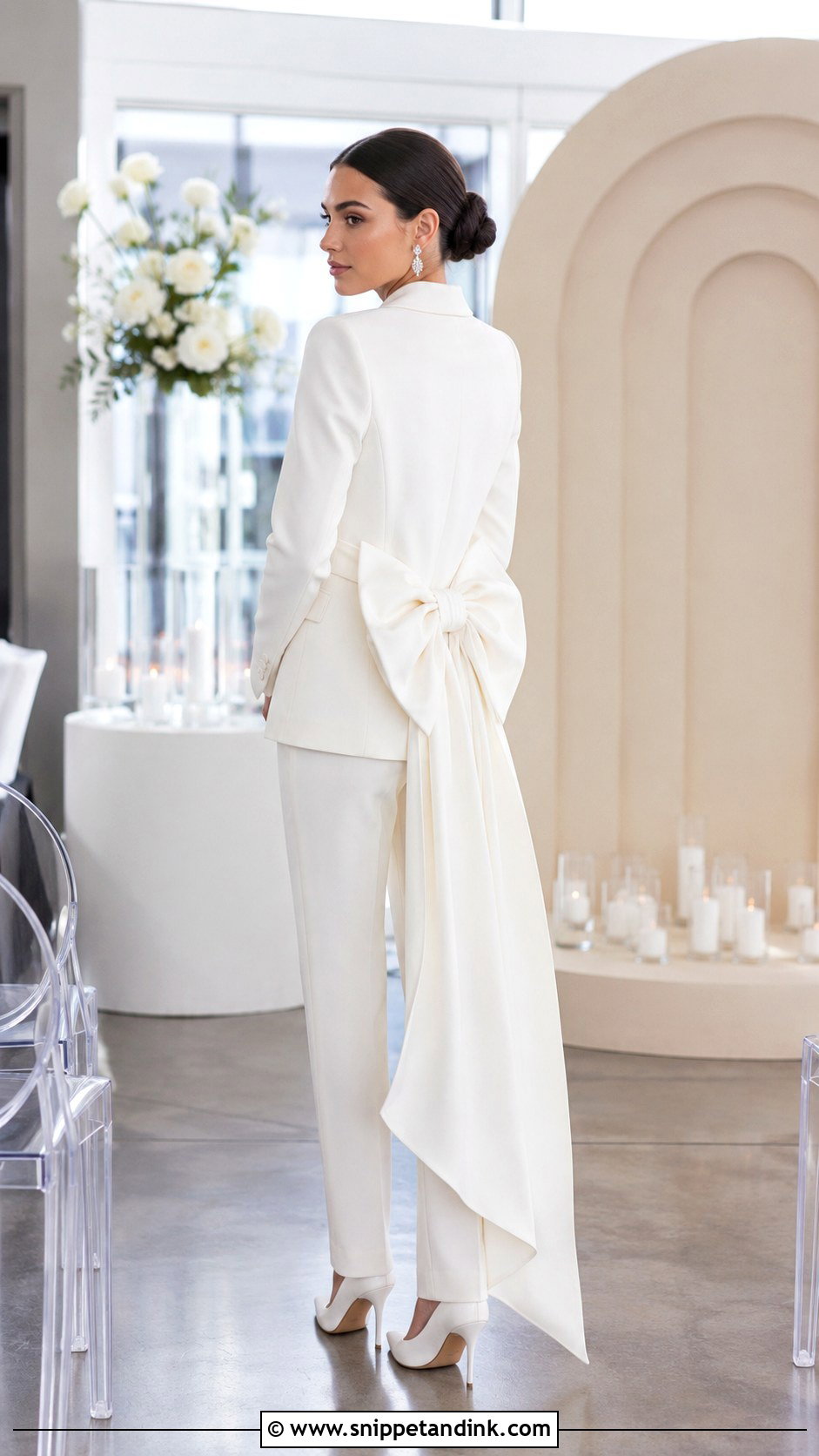 Bow Back Wedding Dress Pantsuit - Snippet and Ink - 20 Wedding Dress Pantsuit Ideas