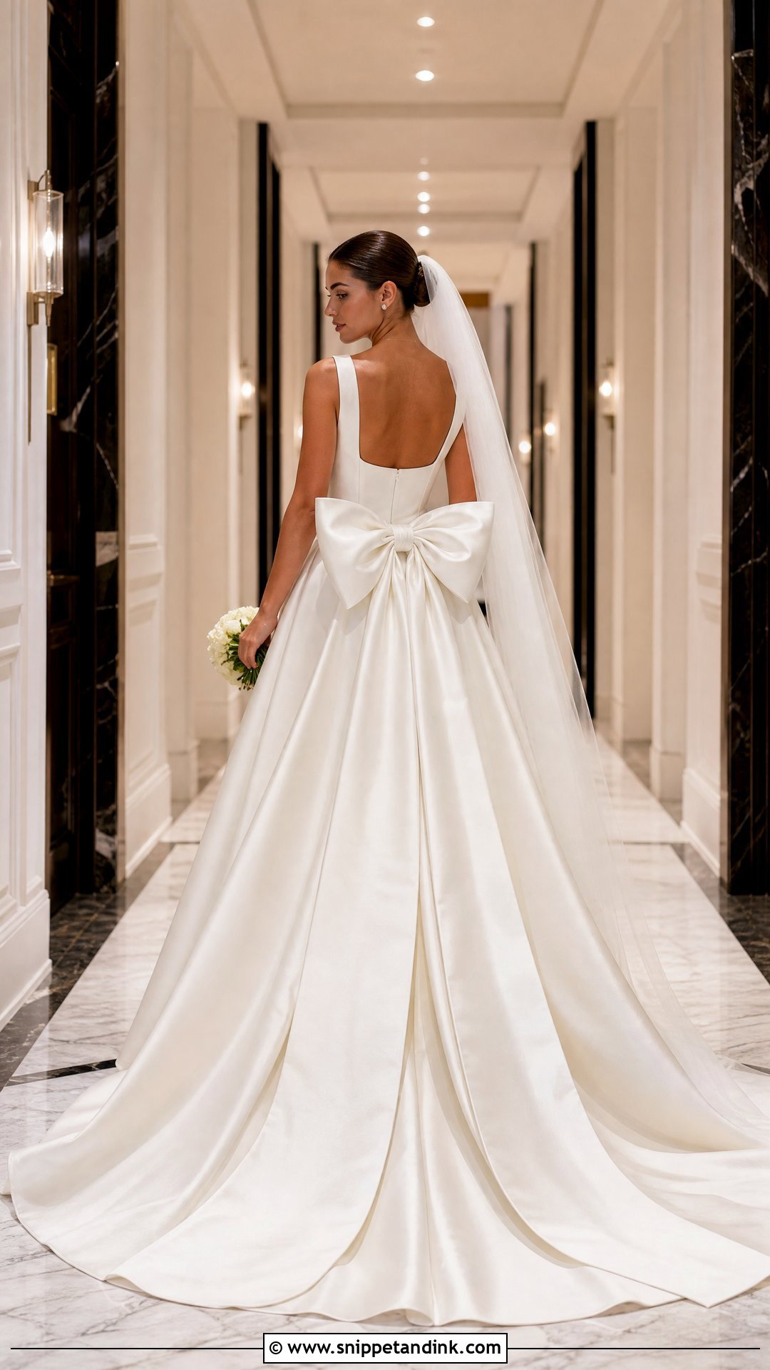 Bow Back Wedding Dress With Long Train - Snippet and Ink - 20 Wedding Dresses with Long Trains