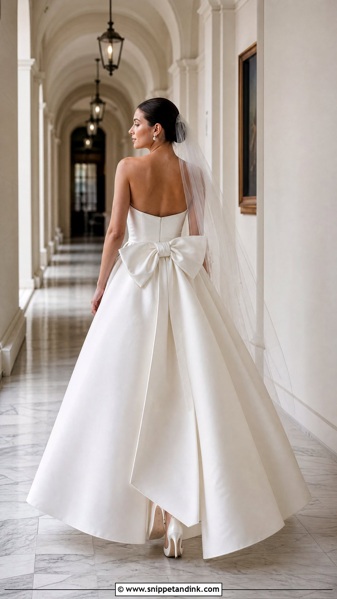 Bow Back White Duchess Gown - Snippet and Ink - 20 White Duchess Gown Styles