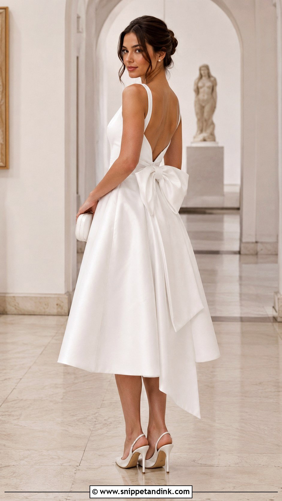 Bow Back White Pre Wedding Dress - Snippet and Ink - 20 Pre Wedding Dresses