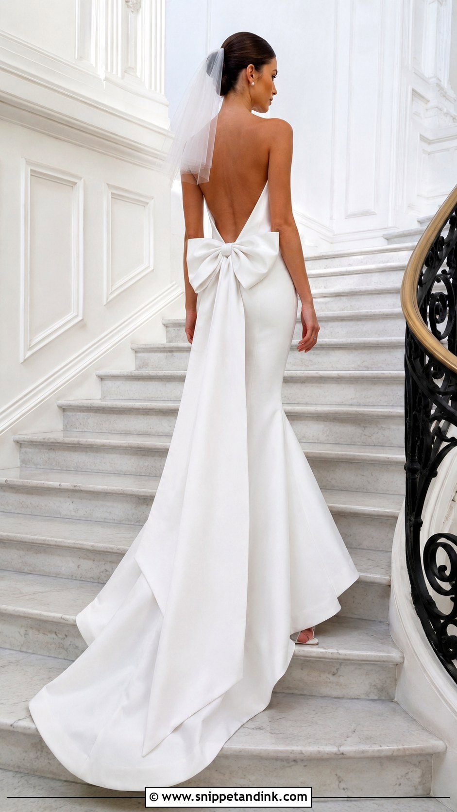 Bow Backless Mermaid Wedding Dress - Snippet and Ink - 20 Backless Mermaid Wedding Dresses
