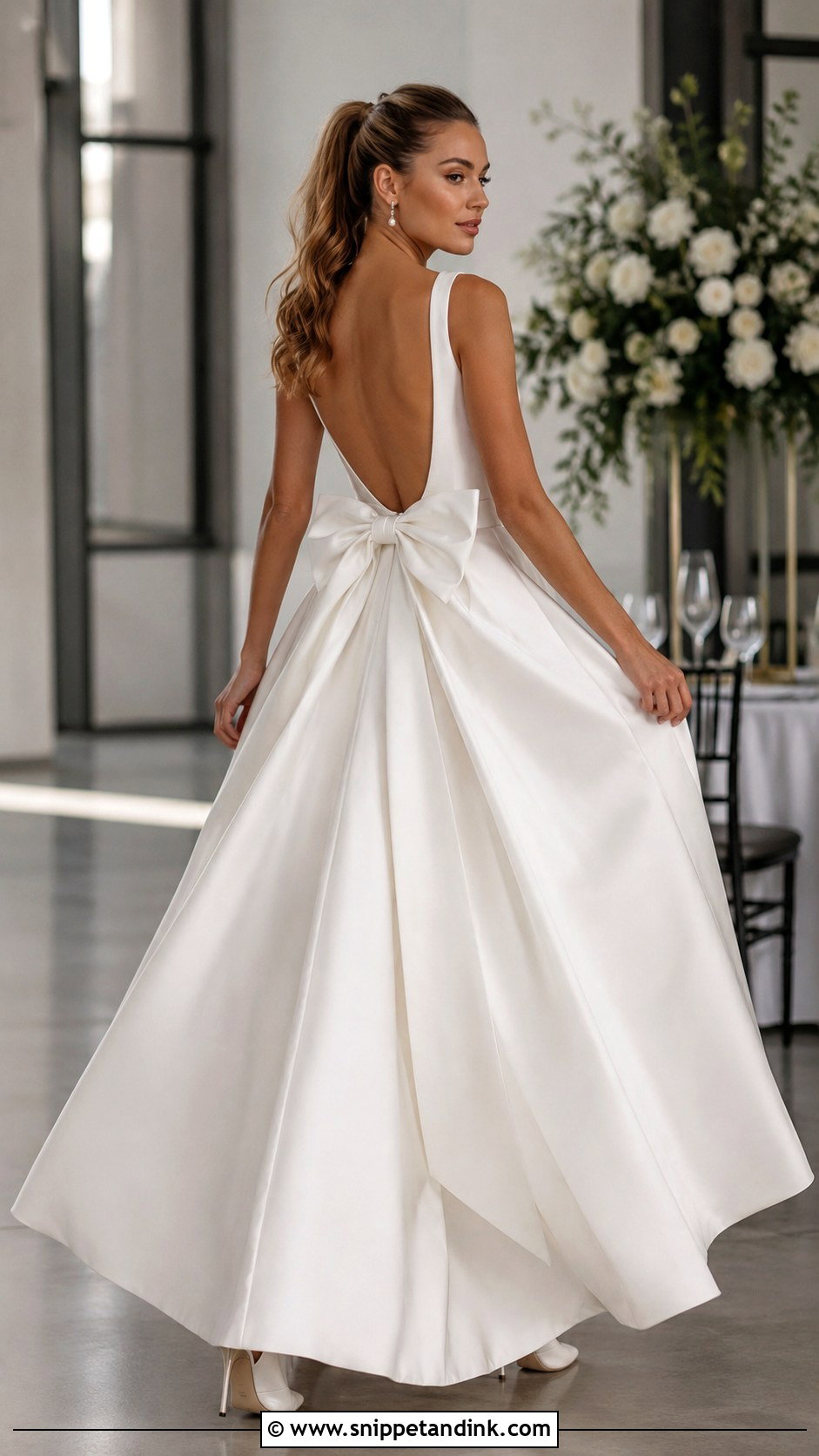 Bow Backless Wedding Dress - Snippet and Ink - 20 Backless Wedding Ideas