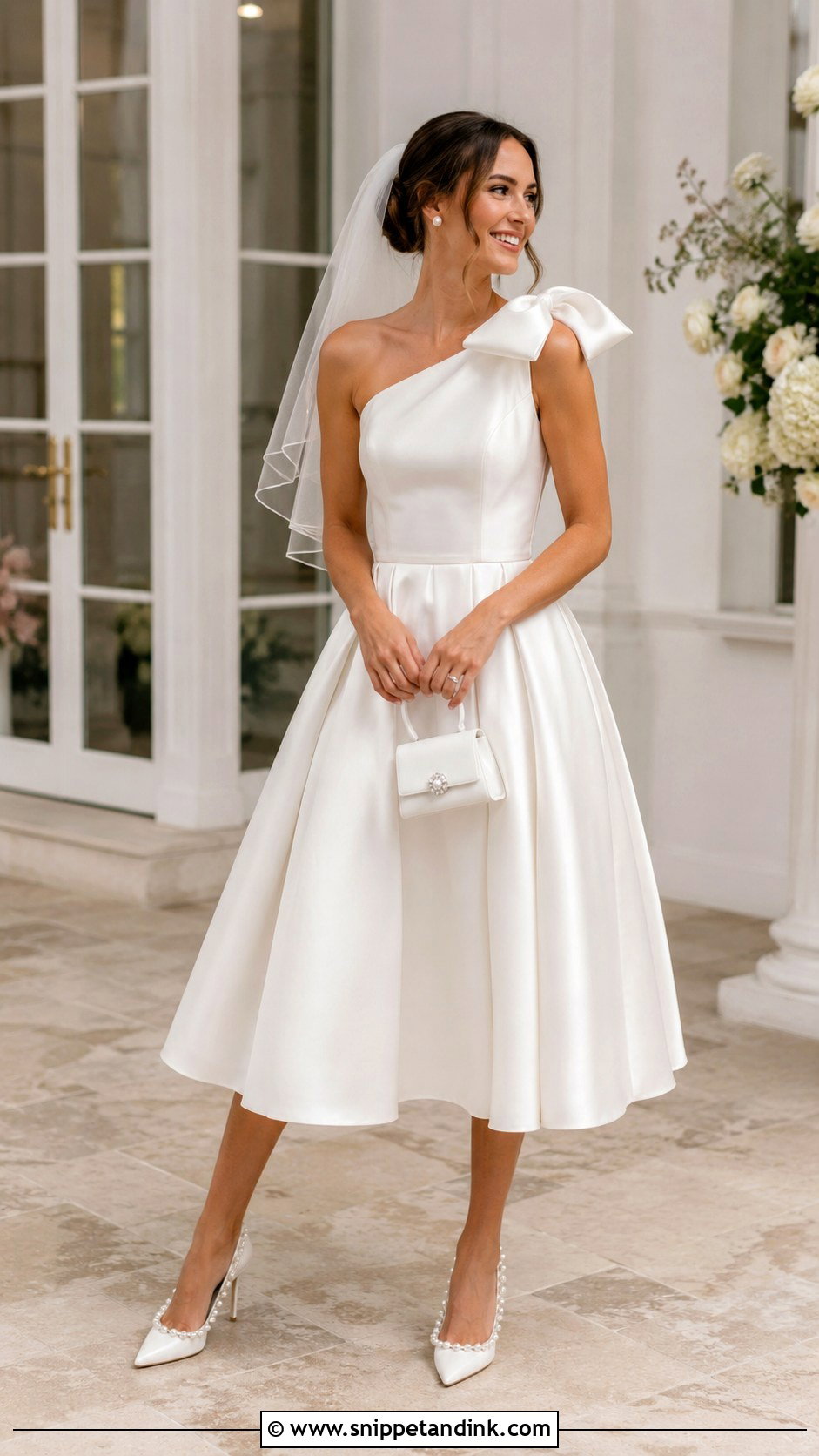 Bow Bridal Top With Tea Length Skirt - Snippet and Ink - 20 Bridal Separates Tops Ideas