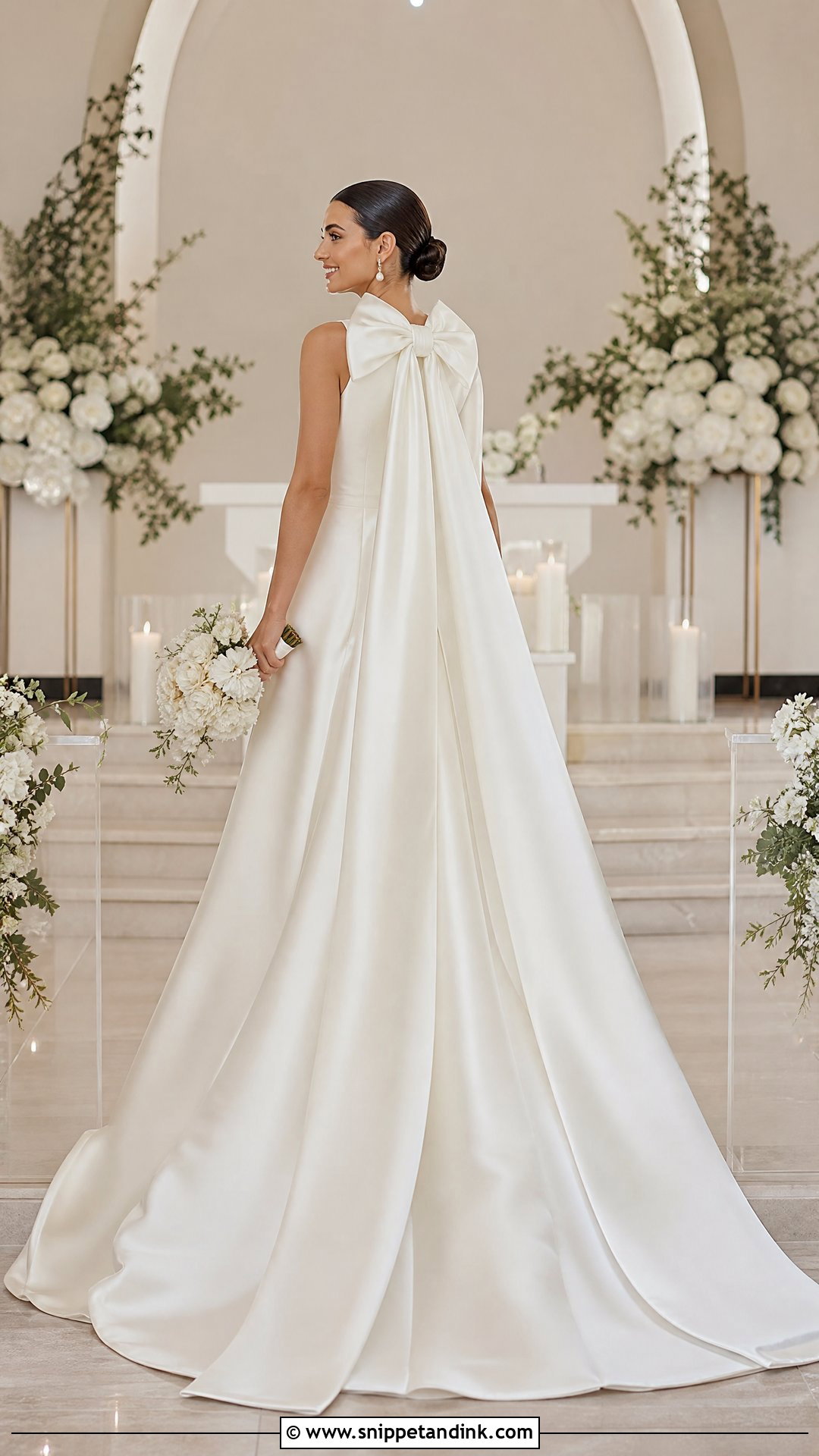 Bow Bride Cape With Classic Wedding Dress - Snippet and Ink - 25 Bride Cape Ideas