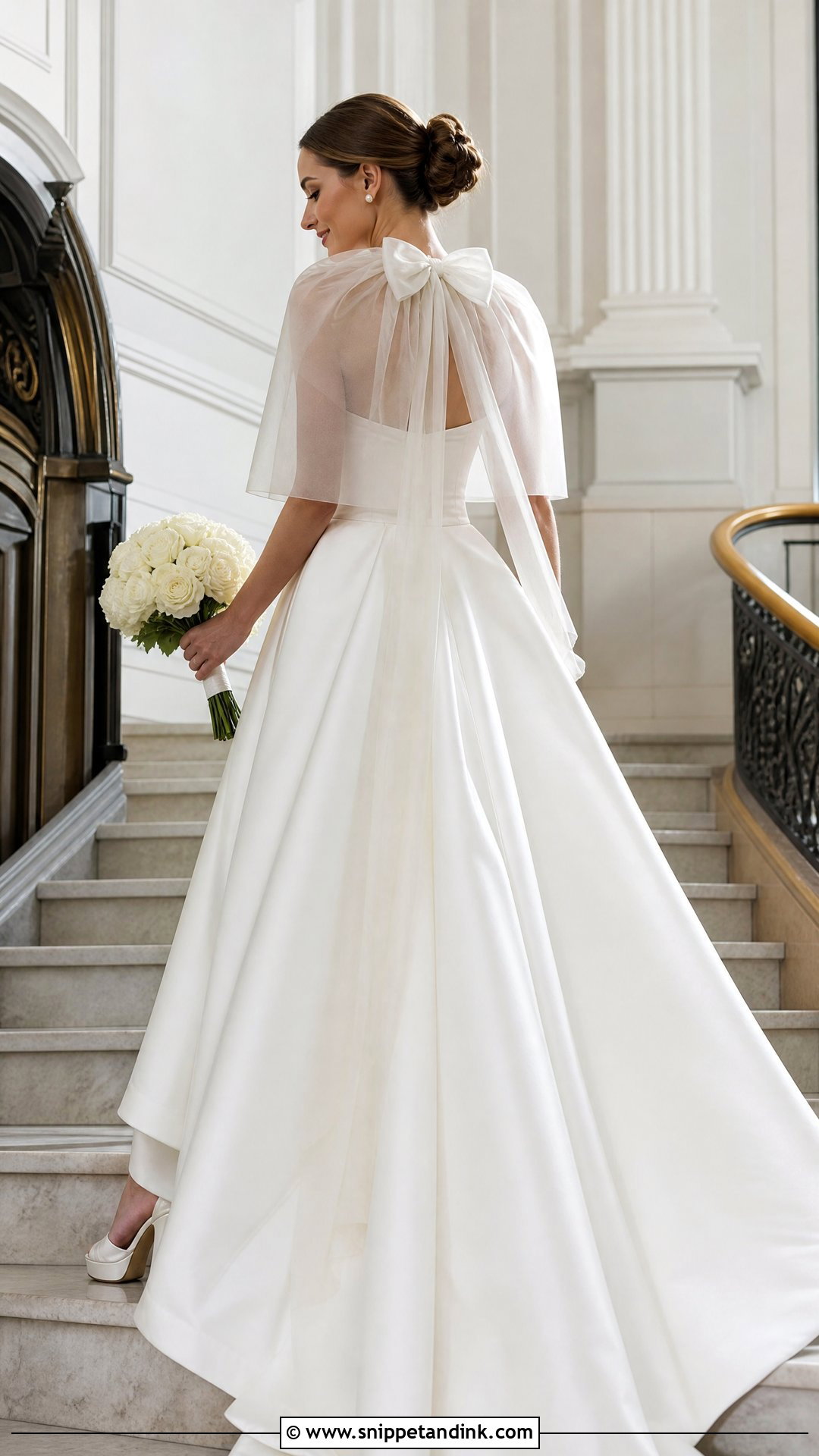 Bow Capelet With Strapless Ball Gown - Snippet and Ink - 20 Wedding Dress Capelet Ideas