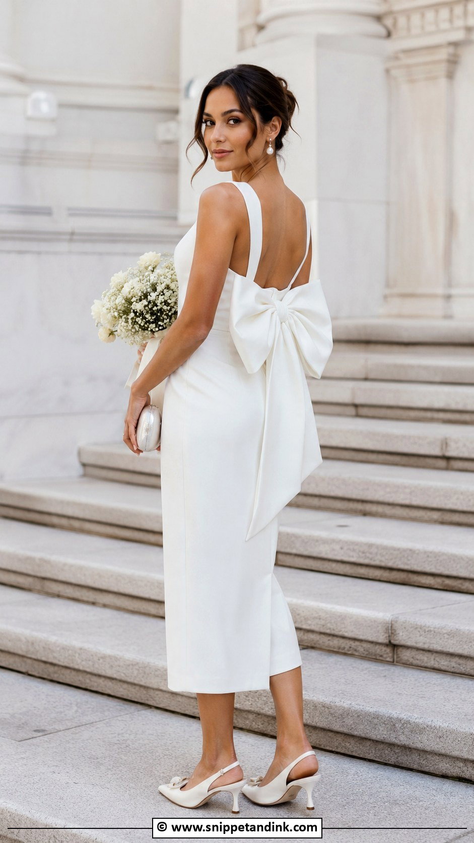 Bow Detail Dress City Hall Wedding Outfit - Snippet and Ink - 30 City Hall Wedding Outfit Ideas