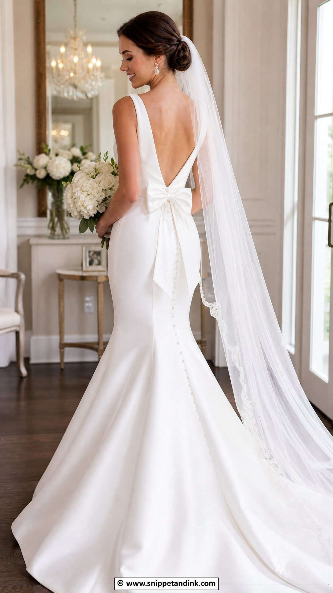 Bow Detail Fit And Flare Wedding Dress - Snippet and Ink - 35 Fit and Flare Wedding Dress Ideas