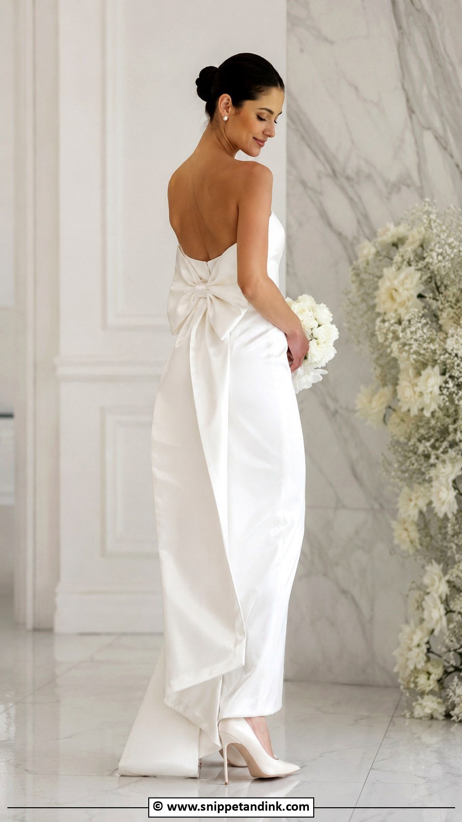 Bow Detail Wedding Dress Outfit - Snippet and Ink - 25 Bride Wedding Outfits