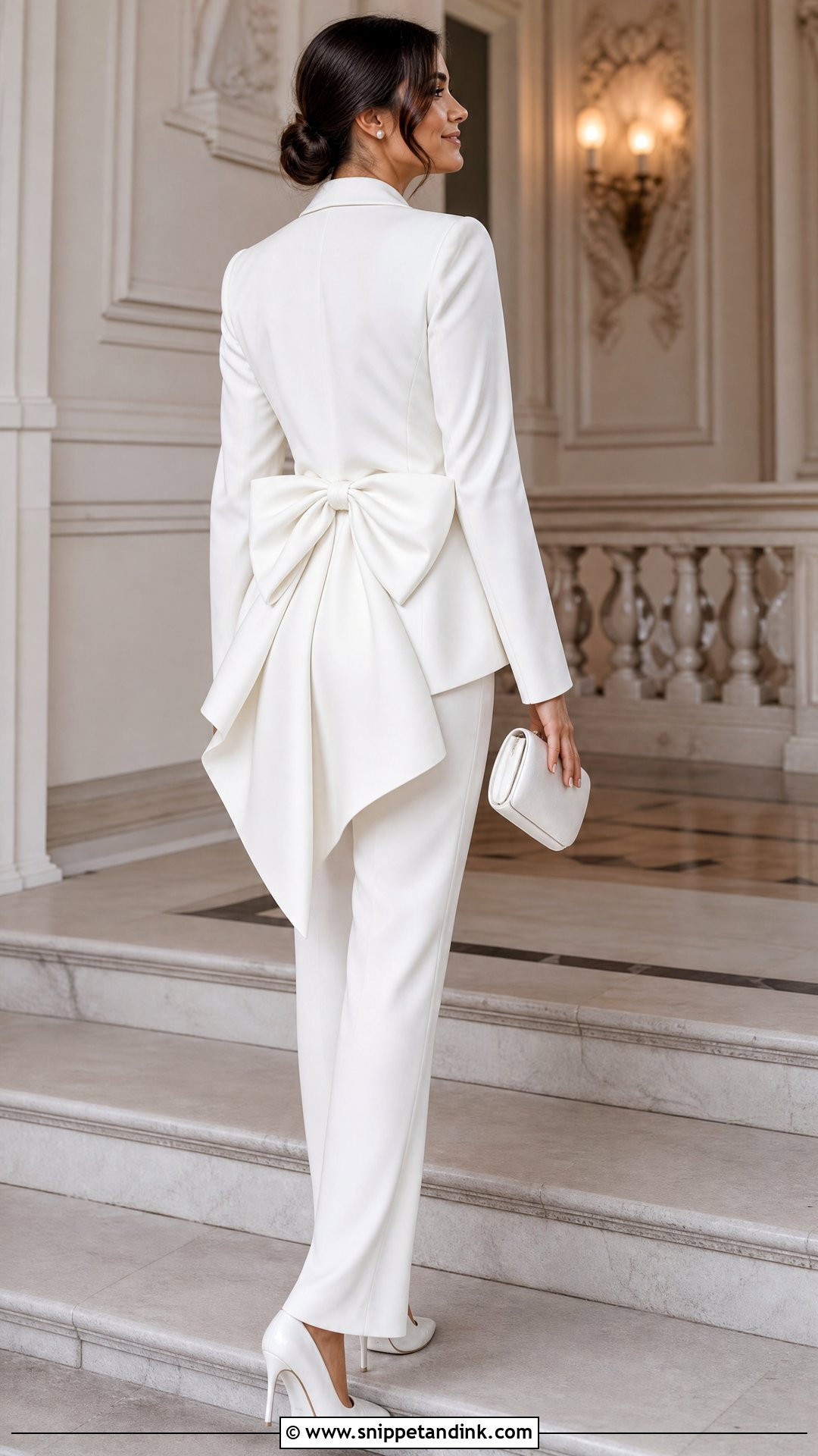 Bow Detail Wedding Suit With White Pumps - Snippet and Ink - 20 Wedding Suites Ideas