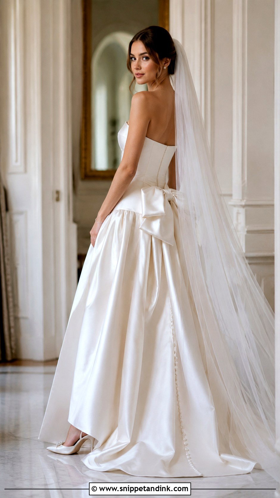 Bow Drop Waist Ball Gown Wedding Dress - Snippet and Ink - 25 Drop Waist Wedding Dress Ball Gown Ideas