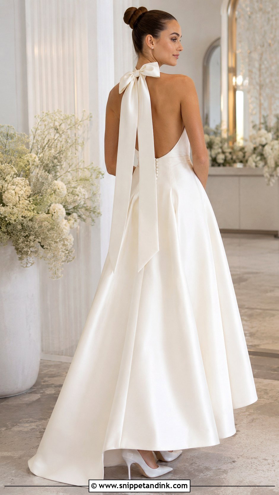 Bow Halter Backless Wedding Dress - Snippet and Ink - 20 Halter Backless Wedding Dress Ideas