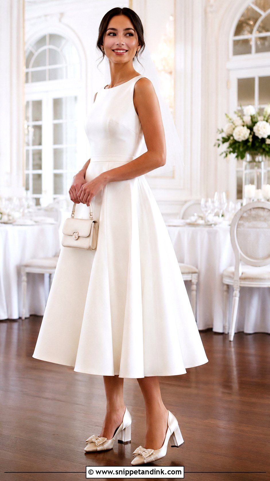 Bow Heels With Tea Length Wedding Dress - Snippet and Ink - 20 High Heels for Wedding Ideas