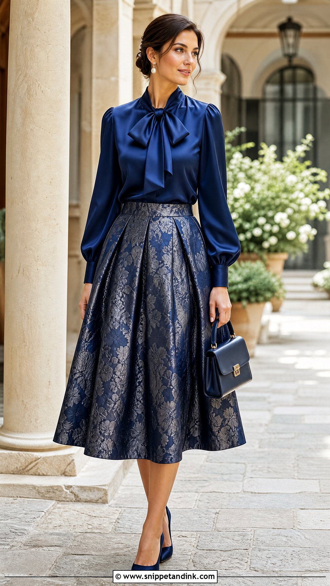 Bow Neck Wedding Top With Full Midi Skirt - Snippet and Ink - 20 Wedding Top Ideas