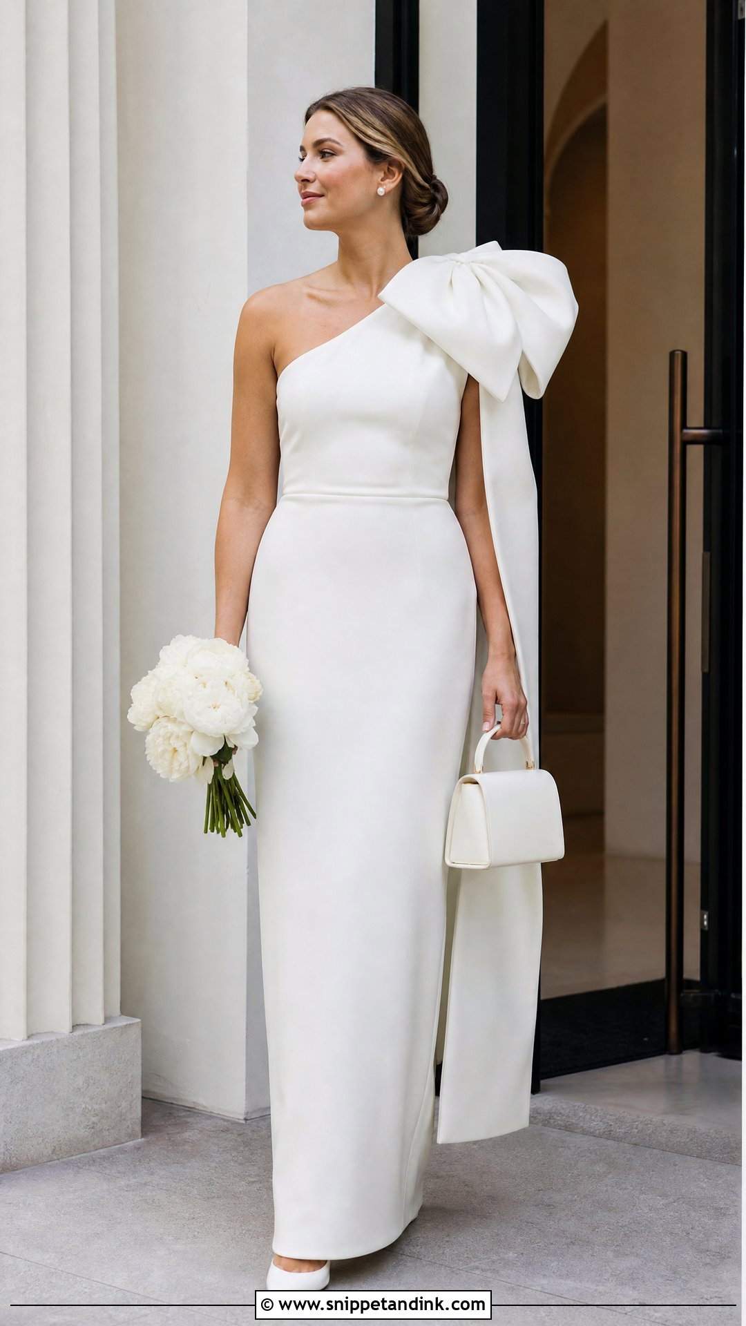 Bow One Shoulder Wedding Dress - Snippet and Ink - 20 One Shoulder Wedding Dresses