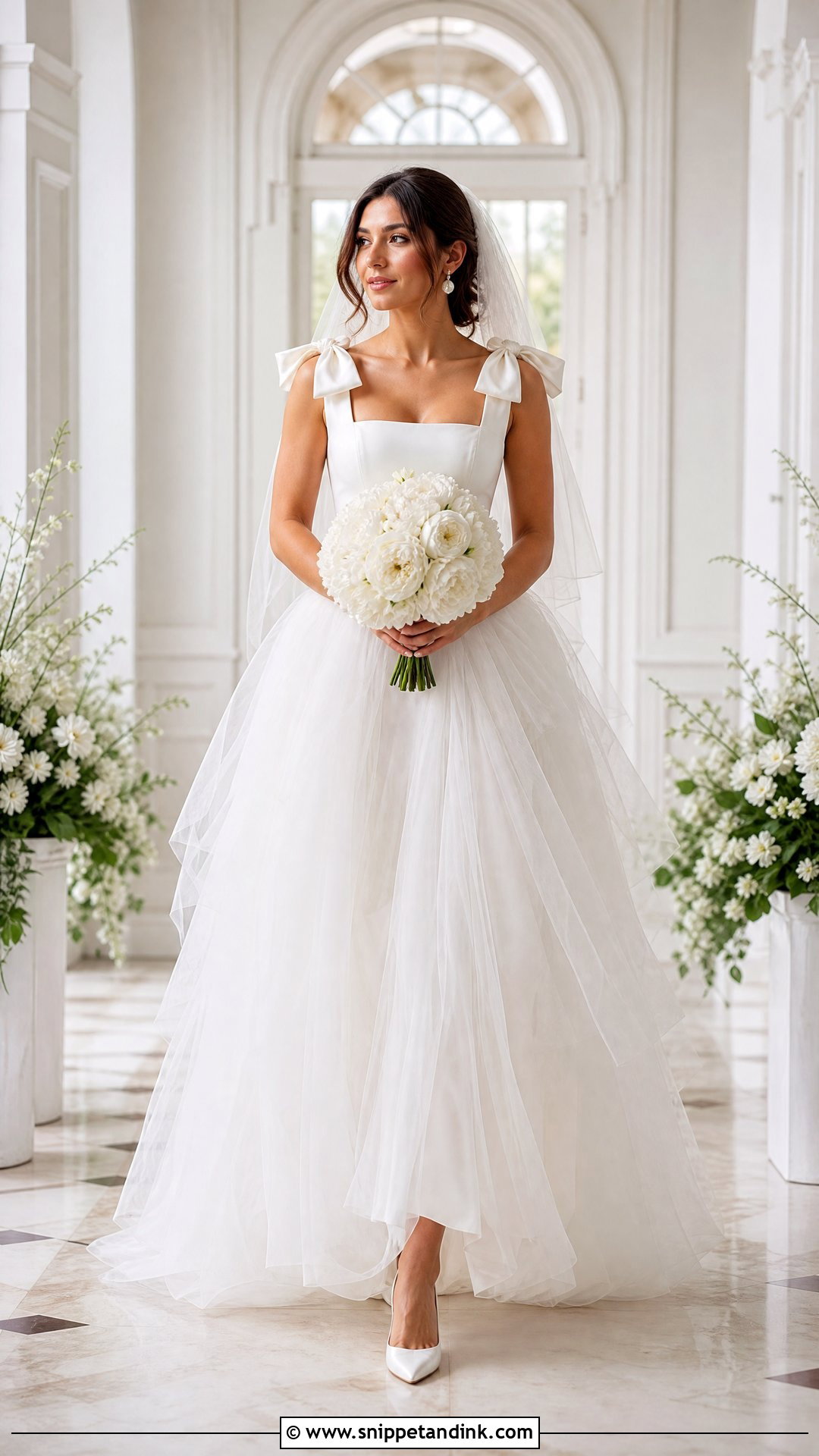 Bow Strap Tulle Wedding Dress - Snippet and Ink - 20 Wedding Dresses Straps