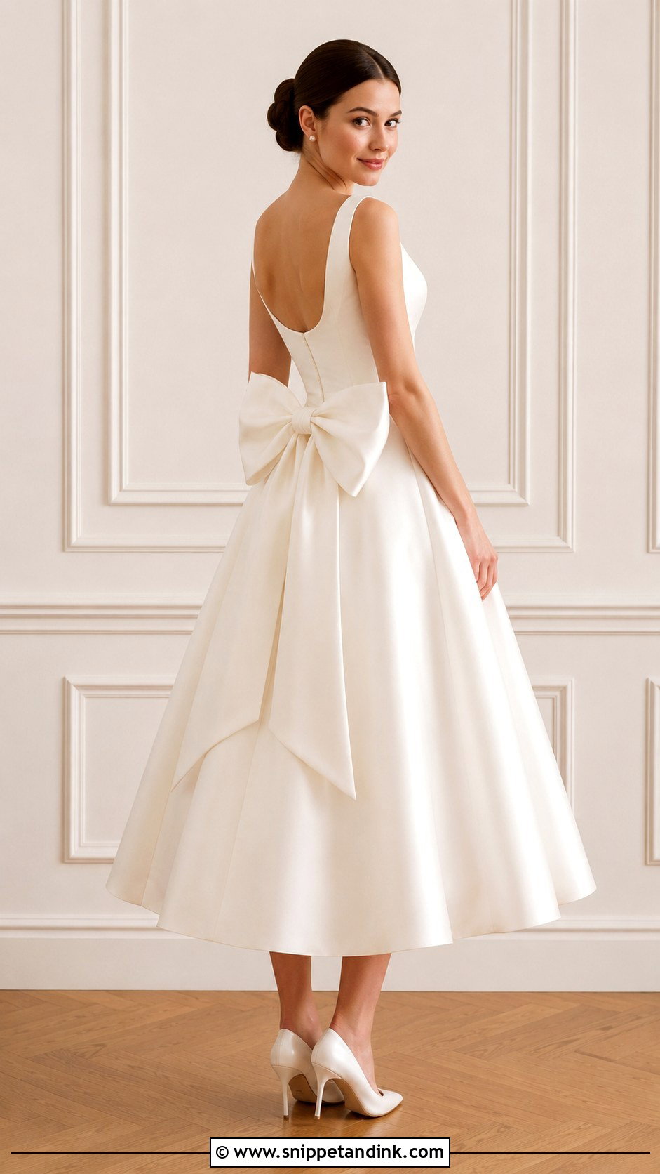 Bow Tea Length Wedding Dress - Snippet and Ink - 25 Tea Length Wedding Dress Vintage Ideas