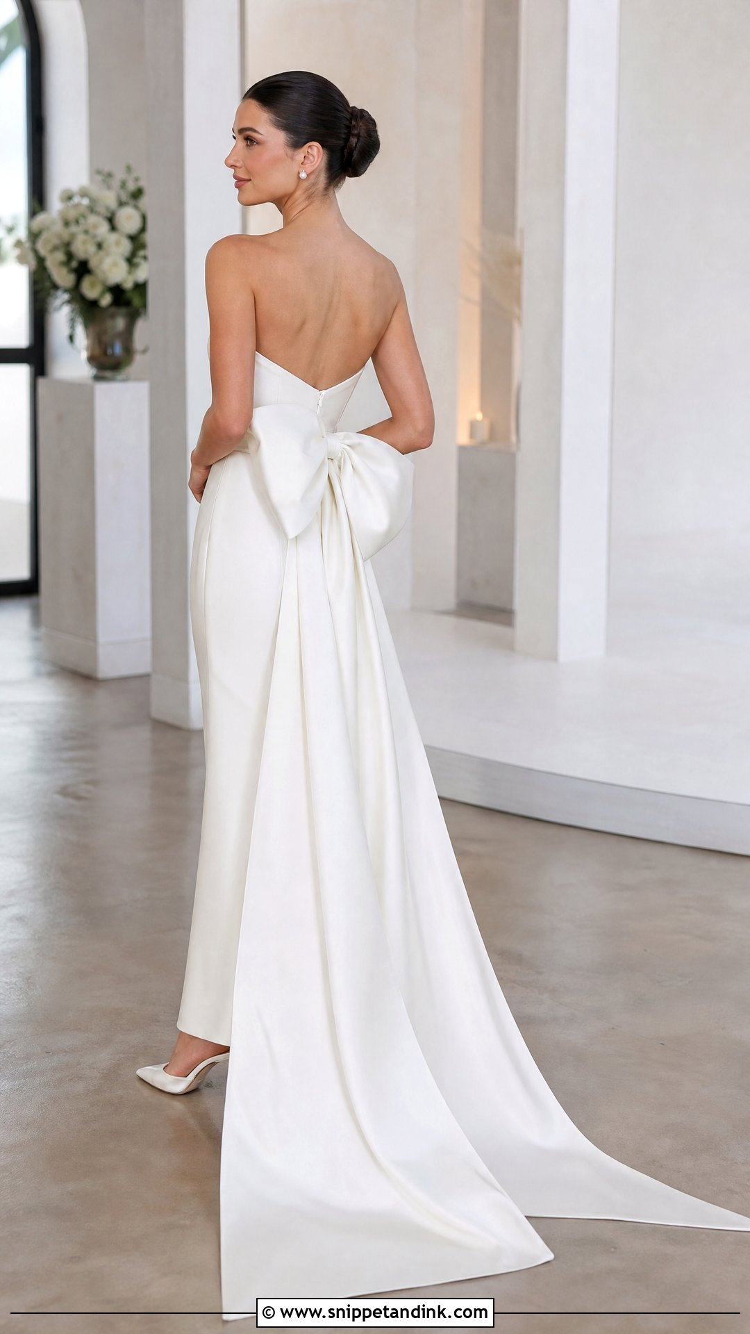 Bow Train Strapless Wedding Dress - Snippet and Ink - 25 Bridal Train Ideas