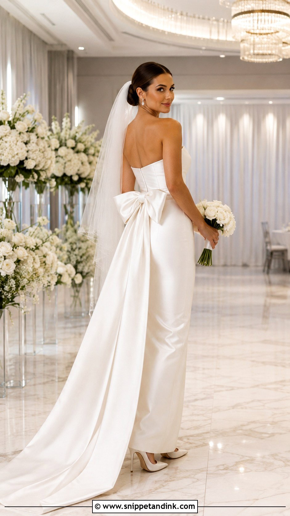 Bow Tube Wedding Dress With Sleek Accessories - Snippet and Ink - 20 Tube Wedding Dress Ideas