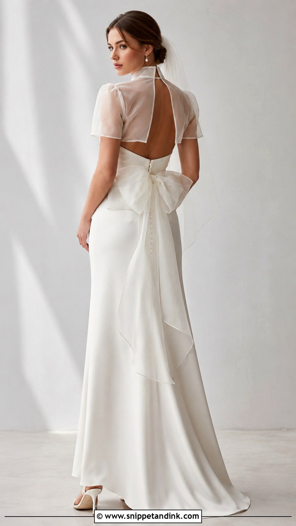 Bow Wedding Bolero With Simple Bridal Dress - Snippet and Ink - 25 Wedding Bolero Ideas