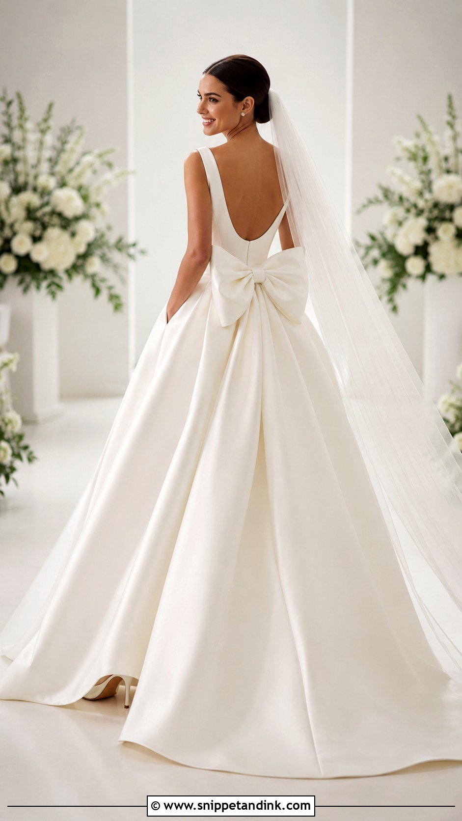 Bow Wedding Dress Belt With Mikado Ball Gown - Snippet and Ink - 20 Wedding Dress Belt Ideas