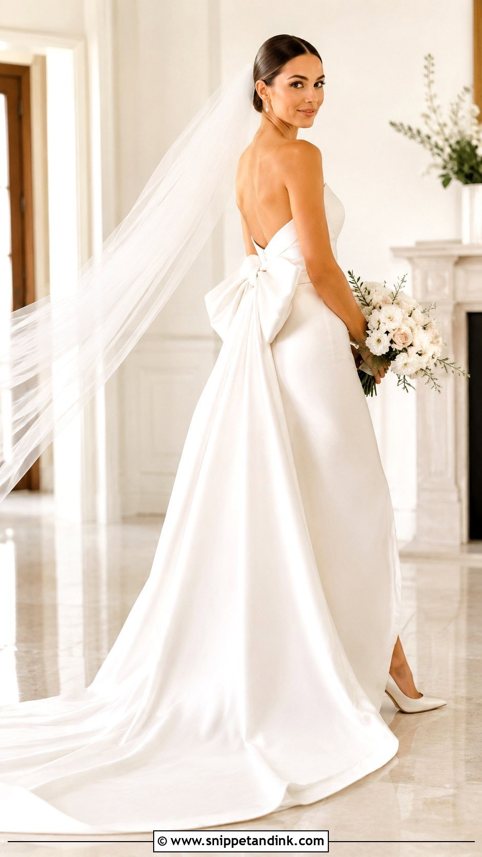 Bow Wedding Dress With Simple Shoes - Snippet and Ink - 25 Wedding Dress Style Ideas